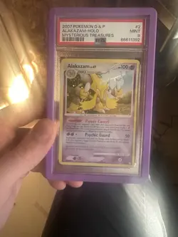 2007 Pokemon Diamond & Pearl Mysterious Treasures #2 ALAKAZAM-HOLO PSA 9 - Image 1