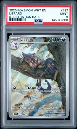 2025 POKEMON WHT EN-WHITE FLARE ILLUSTRATION RARE #137 LIEPARD PSA 9 - Image 1