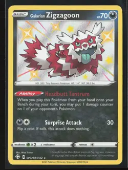 Galarian Zigzagoon SV078/SV122 Shiny Rare Shining Fates Shiny Vault NM - Image 1