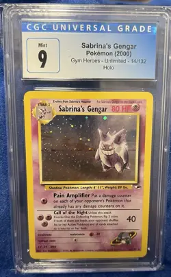 Sabrina's Gengar 14/132 Gym Heroes Holo Pokemon Cards CGC 9 Mint SWIRL - Image 1
