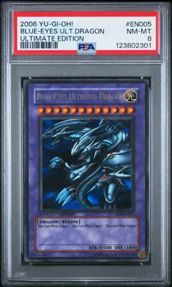 2006 YU-GI-OH! ULTIMATE ED #EN005 BLUE-EYES ULTIMATE DRAGON PSA 8 - Image 1