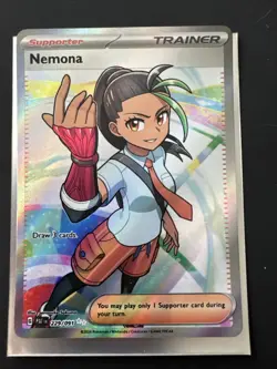 Pokemon TCG Nemona Card Illustration Rare Paldean Fates 2024 Near Mint Condition - Image 1