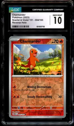CGC 10 GEM MINT Charmander 004/165 REVERSE HOLO 151 Pokemon Card 156 - Image 2
