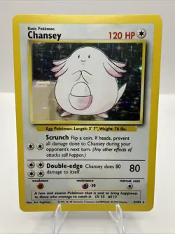 Pokemon TGC - Chansey - 3/102 Base Set Unlimited Holo Rare - Image 1