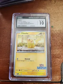 Pikachu - 214 (Illustration Contest 2024) Gem Mint 10 CGC Graded Pokemon TCG - Image 1
