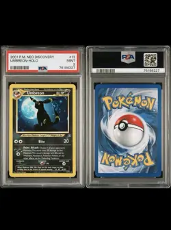PSA 9 🌕 UMBREON #13 NEO DISCOVERY HOLO w/ SWIRL 🌀 2001 Pokemon TCG PSA9 MINT - Image 4