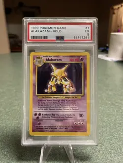 1999 Pokemon TCG Alakazam Base Set Holo Rare 1/102 PSA 5 - Image 1