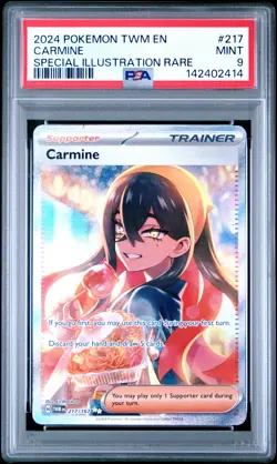 2024 POKEMON TWM EN-TWILIGHT MASQUERADE SPECIAL ILLUSTRATION RARE CARMINE PSA 9 - Image 1