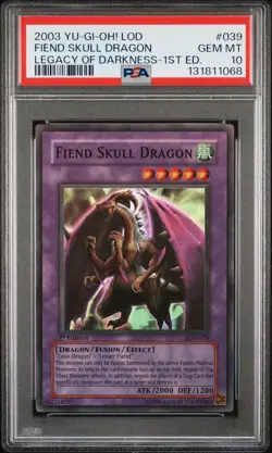 2003 YU-GI-OH! LOD-LEGACY OF DARKNESS 1ST ED #039 FIEND SKULL DRAGON PSA 10 - Image 1