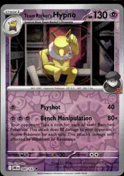 Pokemon Team Rocket’s Hypno 080/182 Destined Rivals Reverse Holo 2 Card Lot - Image 1