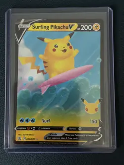 Surfing Pikachu V 008/025 - Celebrations 25th Anniversary Pokemon Card - Image 1