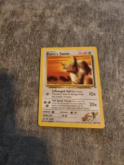Blaine's Tauros 64/132 Gym Heroes Set Pokemon Card WOTC TCG Vintage LP 2000 - Image 1