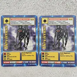 1999 Devimon Bo-02 Series 1 Booster Pair Digimon Card NM Digi-Battle Bandai TCG - Image 1