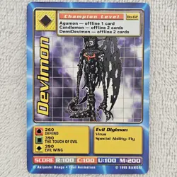 1999 Devimon Bo-02 Series 1 Booster Pair Digimon Card NM Digi-Battle Bandai TCG - Image 2