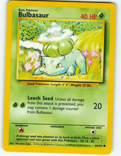 Bulbasaur - 44/102 Base Set - Pokemon TCG - 1999 - Image 1