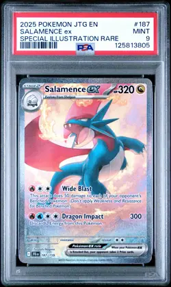 2025 POKEMON JTG EN-JOURNEY TOGETHER #187 SALAMENCE EX PSA 9 - Image 1