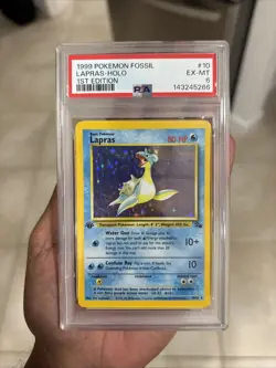 1999 Pokemon Fossil 1st Edition Lapras Holo PSA 6 EX-MT Rare - Image 1