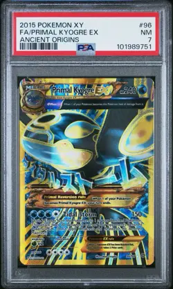 2015 POKEMON XY ANCIENT ORIGINS #96 FULL ART/PRIMAL KYOGRE EX PSA 7 - Image 1