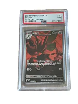 2023 POKEMON SV03 OBSIDIAN FLAMES SCIZOR ILLUSTRATION RARE HOLO #205 PSA 9 - Image 1