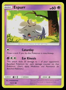 Pokemon Card Unbroken Bonds Espurr 79/214 Common - Image 1