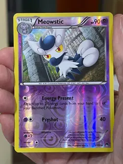 POKEMON MEOWSTIC 59/122 RARE REVERSE HOLOFOIL BREAKPOINT NM CARD - Image 1