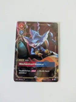 Riftbound METAL Card Rumble Mechanized Menace Las Vegas Prize Wall Plated Legend - Image 1