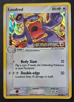 2005 POKEMON LOUDRED EMERALD 35/106 STAMPED REVERSE HOLO FOIL - Image 1