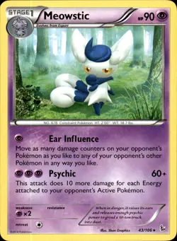 Meowstic 43/106 Rare - Pokemon XY - Flashfire LP - Image 1