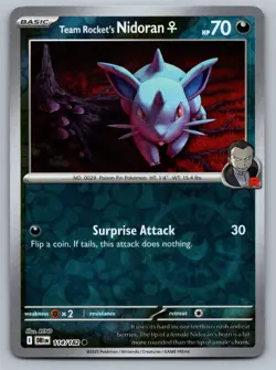 2025 Pokemon Destined Rivals Team Rocket's Nidoran 114/182 Reverse Holo - Image 1