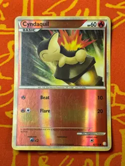 POKEMON TCG CYNDAQUIL 61/123 REVERSE HOLO COMMON EXCELLENT HGSS BASE - Image 1