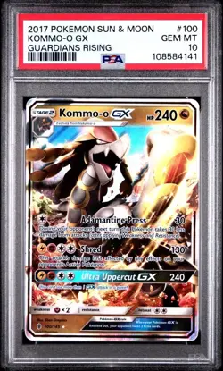 2017 POKEMON SUN & MOON GUARDIANS RISING #100 KOMMO-O GX PSA 10 - Image 1