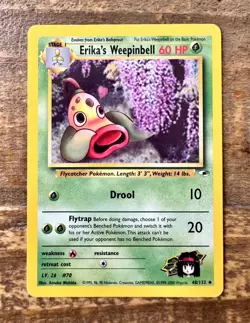 2000 Pokemon Gym Heroes Erika's Weepinbell Uncommon 48/132 MP Condition VINTAGE - Image 1