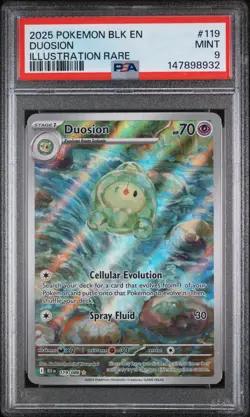 2025 Pokemon Blk En-Black Bolt #119 Duosion Illustration Rare PSA 9 - Image 1