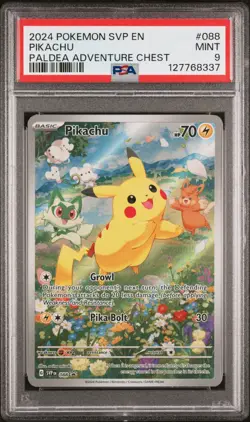 2024 Pokemon SVP Pikachu #088 Paldea Adventure Chest PSA 9 – Exclusive Promo - Image 1