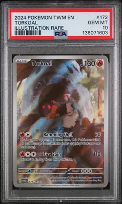 Torkoal Illustration Rare Pokemon Twm En-Twilight Masquerade 172/167 PSA 10 - Image 1