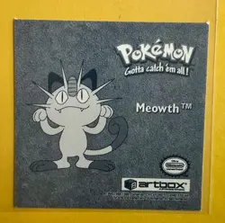 MEOWTH FORMAL GQ BOWS 1999 POKEMON ARTBOX SERIES 1 SILVER PRISM HOLO STICKERS NM - Image 2