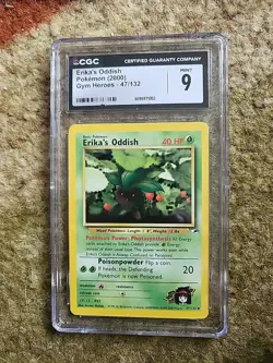 Pokemon TCG Erika's Oddish Gym Heroes 47/132 Unlimited Uncommon Graded 9 Yr 2000 - Image 1