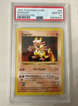 1999 POKEMON BASE SET 1ST EDITION #36 MAGMAR PSA 10 - Image 1