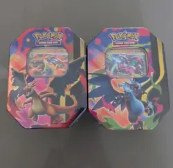 Pokemon TCG Mega Evolution Mega Charizard X ex and Y ex Promo 2 Tin Set - Sealed - Image 1