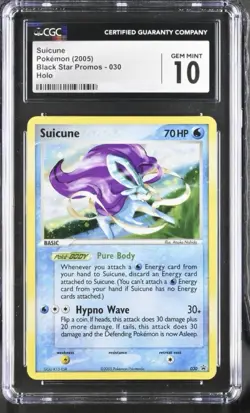 SUICUNE POKEMON 2005 BLACK STAR PROMO -30 HOLO POP 9 *WITH SWIRL* - Image 1