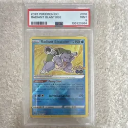 Pokemon Radiant Blastoise 018/078 Pokemon GO 2022 Radiant Rare Holo PSA 9 - Image 1