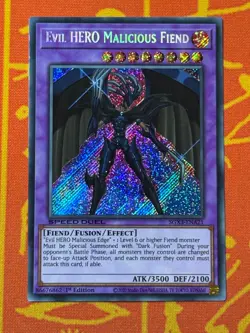 YUGIOH EVIL HERO MALICIOUS FIEND SECRET RARE 1ST NM SGX3-ENA21 SPEED DUEL - Image 1