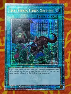YUGIOH THAT GRASS LOOKS GREENER QUARTER CENTURY SECRET RARE NEAR MINT RA03-EN063 - Image 1