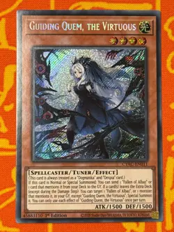 YUGIOH GUIDING QUEM, THE VIRTUOUS SECRET RARE 1ST NM CYAC-EN011 - Image 1