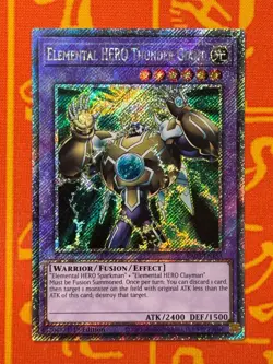 YUGIOH ELEMENTAL HERO THUNDER GIANT PLATINUM SECRET RARE NM RA03-EN153 - Image 1