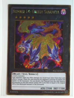 Yu-Gi-Oh! Number 14: Greedy Sarameya PGL2-EN017 Gold Secret NM - Image 1
