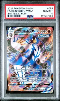 Pokemon Battle Styles # 088 Full Art Rapid Strike Urshifu VMAX PSA 10 GEM MINT! - Image 1
