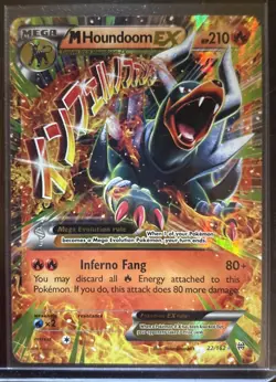 Pokemon TCG Mega M Houndoom EX 22/162 Full Art Breakthrough Card - Image 1