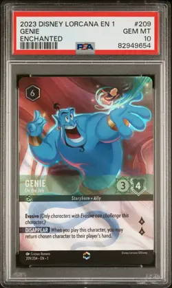 2023 Disney Lorcana PSA 10 Genie - On The Job #209 ERROR DOUBLE SWORD Enchanted - Image 1