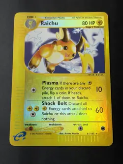 Pokemon Raichu 61/165 Expedition Reverse Holo Rare Card LP Condition - Image 1